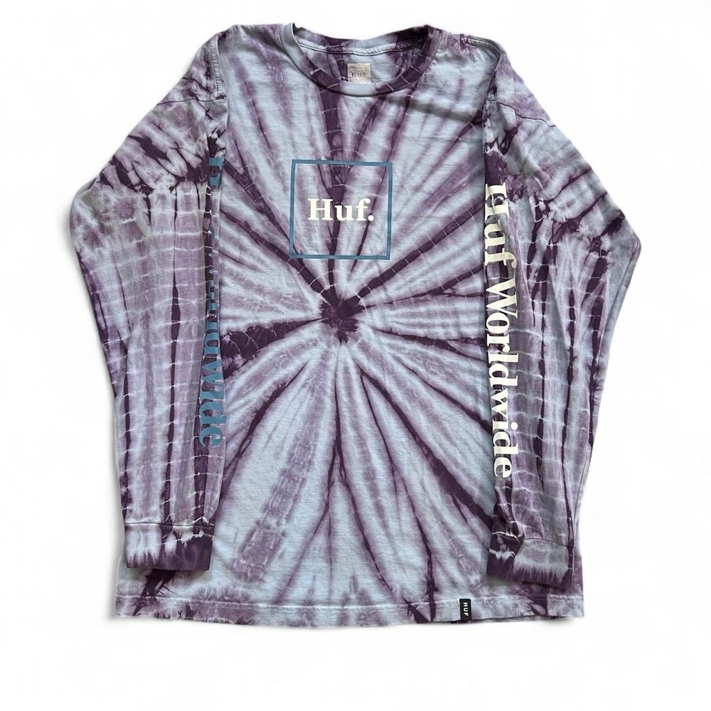 HUF Worldwide Long Sleeve Tie Dye T-Shirt Size Large Skate Surf Streetwear